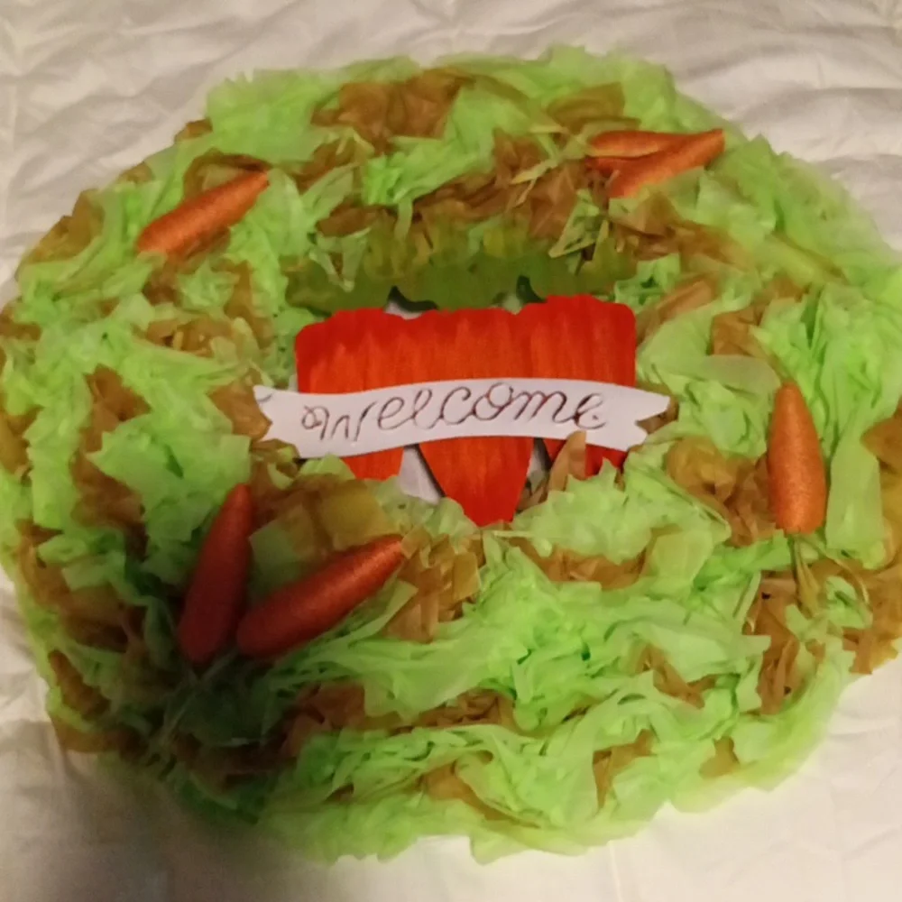 Easter Lettuce with Carrots Wreath Hand Crafted 17x17 Round